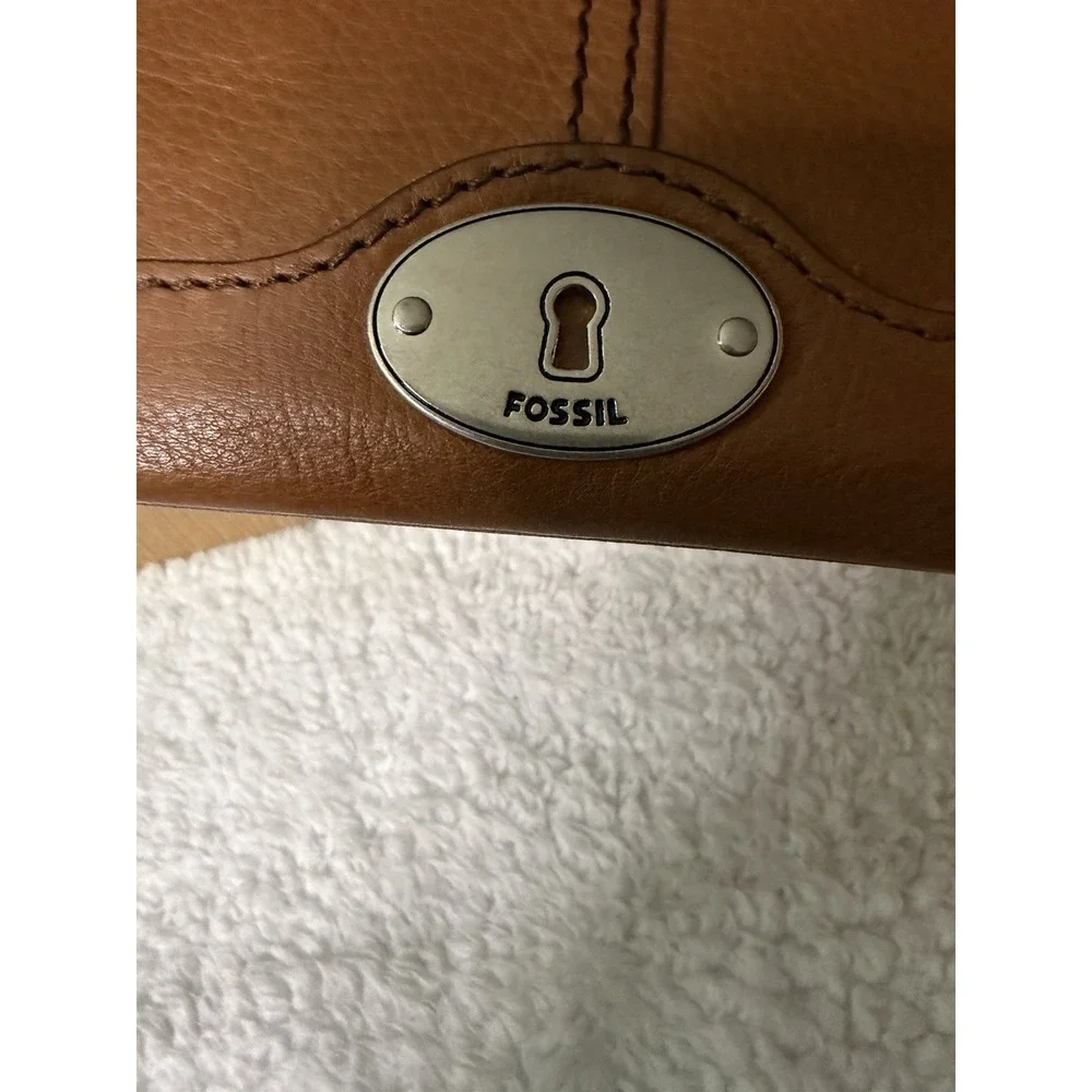 Fossil Maddox Chestnut Pebbled Leather Zip Coin Keyhole NEW NIB Vtg Change Brown